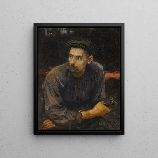 Ritratto di un operaio - Ilya Efimovich Repin — quadro incorniciato alla parete