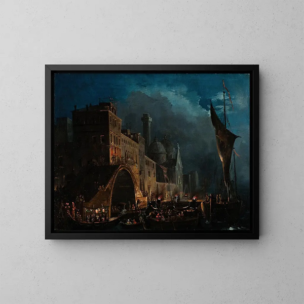Una notte di gala veneziana - Ippolito Caffi — quadro incorniciato alla parete
