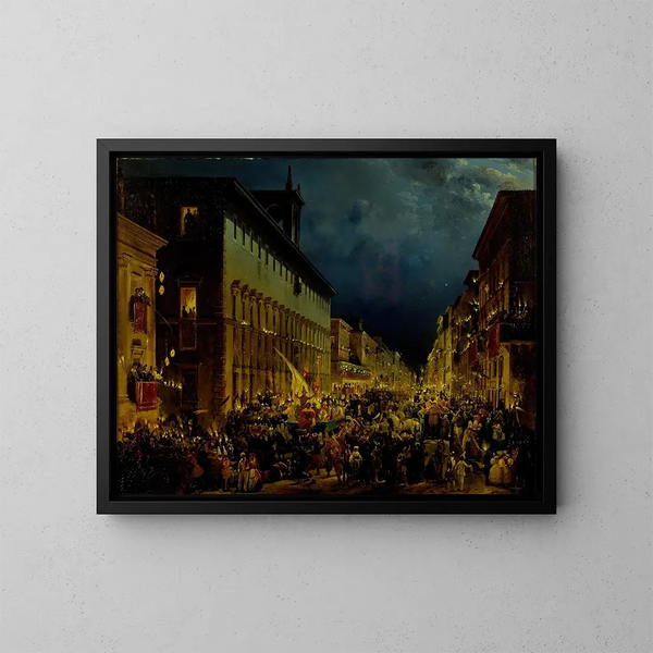 Serata a Roma - Ippolito Caffi — quadro incorniciato alla parete