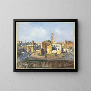 Ippolito Caffi - The Arch of Titus and the Temple of Venus and Rome near the Roman Forum.webp