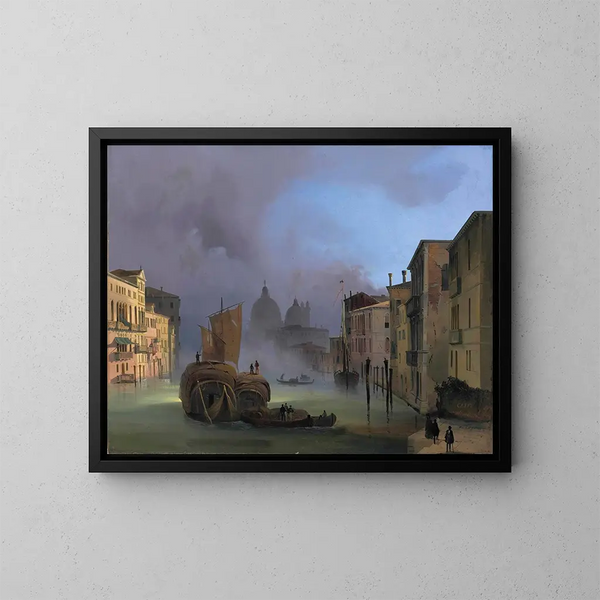 Il Grande Canale a Venezia dal ponte dell'Accademia con Santa Maria della Salute - Ippolito Caffi — quadro incorniciato alla parete