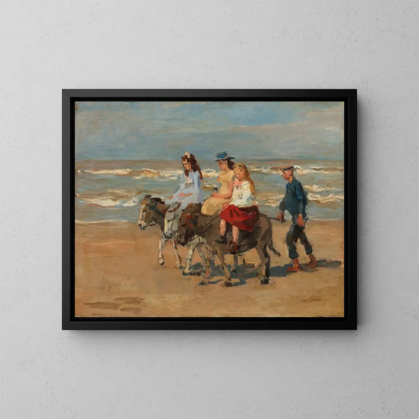 Una passeggiata con l'asinello sulla spiaggia di Scheveningen - Isaac Israëls — quadro incorniciato alla parete