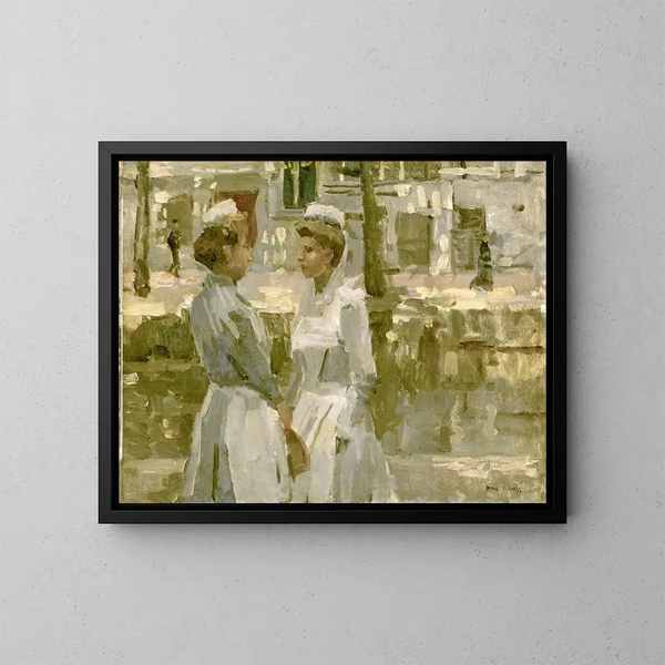 Donne di servizio sul Leidsegracht - Isaac Israëls — quadro incorniciato alla parete