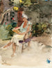 Donna che legge su una sedia in un giardino - Isaac Israëls — vista dell’opera