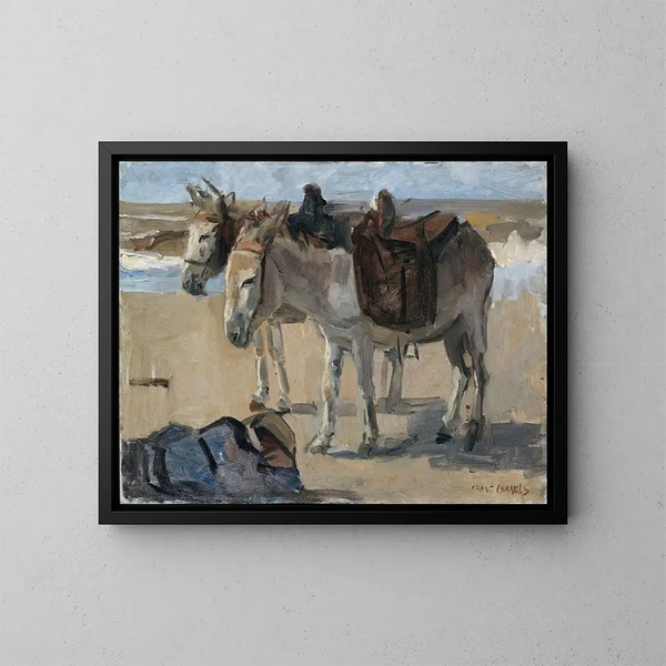Due asini - Isaac Israëls — quadro incorniciato alla parete