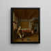 Un uomo che tiene un bicchiere di vino rovesciato in un interno con due servitori che si baciano in una porta oltre - Isaac Koedijck — quadro incorniciato alla parete