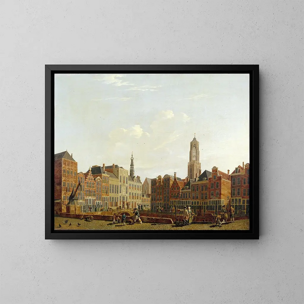 Ponte dell'Hôtel de Ville di Utrecht con i suoi dintorni - Isaac Ouwater — quadro incorniciato alla parete
