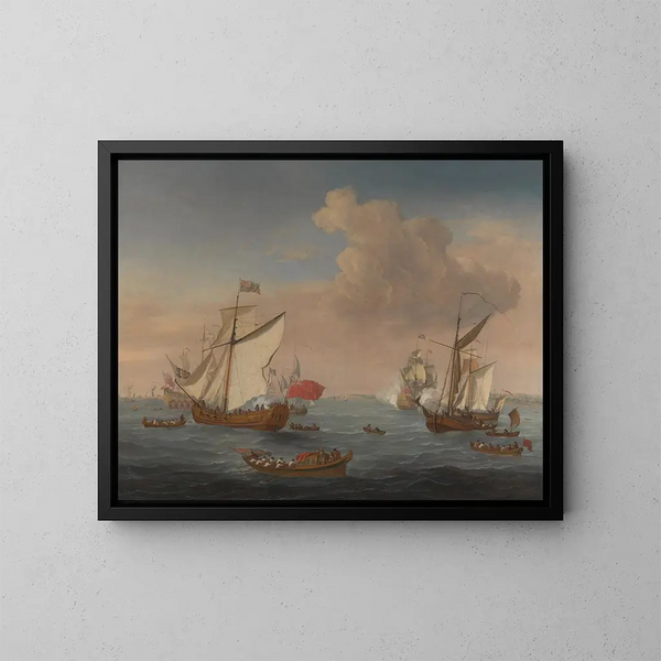 Bateaux nell'estuario del Tamigi vicino a Sheerness - Isaac Sailmaker — quadro incorniciato alla parete