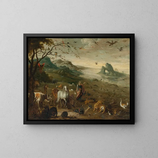 Dio che crea gli animali del mondo - Isaac van Oosten — quadro incorniciato alla parete