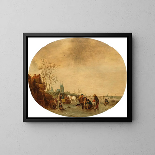 Isaac van Ostade - A winter landscape with skaters on the ice.webp