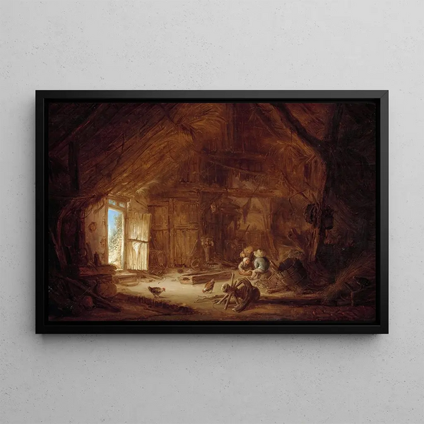 Isaac van Ostade - Interior of a Stable with three Children.webp