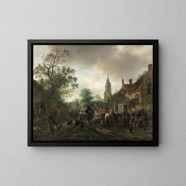 L'Arrêt à l'auberge - Isaac van Ostade — quadro incorniciato alla parete