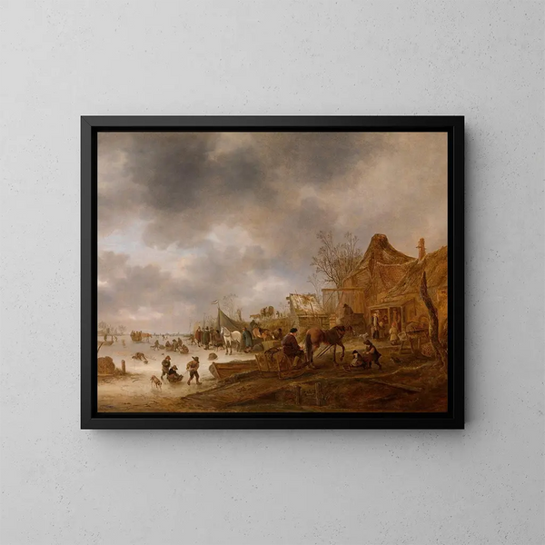 Paesaggio invernale - Isaac van Ostade — quadro incorniciato alla parete