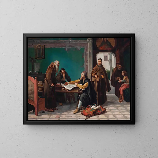 Christophe Colomb nel monastero di La Rábida - Scuola italiana — quadro incorniciato alla parete