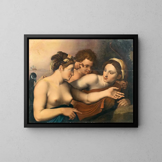 Giunone, Cupido e Venere - Scuola italo-flamanda — quadro incorniciato alla parete