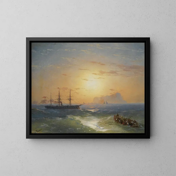 Imbarco per Ischia - Ivan Konstantinovich Aivazovsky — quadro incorniciato alla parete