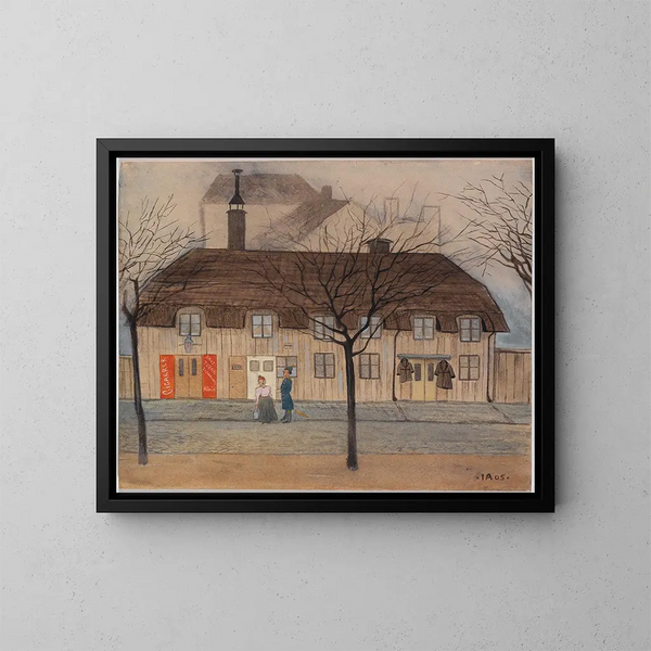 Donna delle pulizie e poliziotto - Ivar Arosenius — quadro incorniciato alla parete