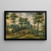 Paesaggio boscoso con conduttori di bestiame e il loro gregge, un villaggio oltre - Izaak van Oosten — quadro incorniciato alla parete