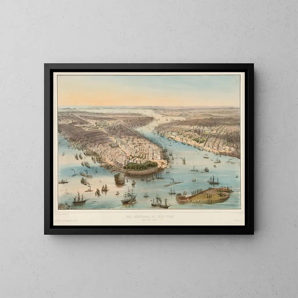 Vista generale di New York - J Bachmann — quadro incorniciato alla parete