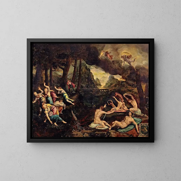 Apollo e Artemide che uccidono i figli di Niobe - J Charbonnier — quadro incorniciato alla parete
