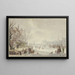 Paesaggio invernale sul fiume, pattinatori a sinistra sul molo, un'auto - J H van Loon — quadro incorniciato alla parete
