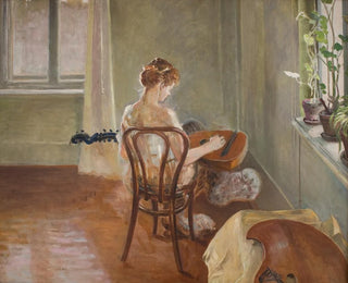 Jacek Malczewski - Interior with the Chimera Playing the Guitar.webp