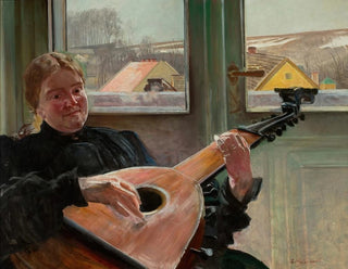 Ritratto della sorella dell'artista Helena con un liuto - Jacek Malczewski — vista dell’opera