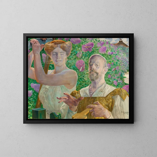 Autoritratto con musa e buddleia - Jacek Malczewski — quadro incorniciato alla parete