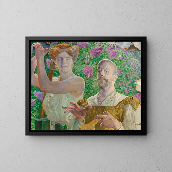 Autoritratto con musa e buddleia - Jacek Malczewski — quadro incorniciato alla parete