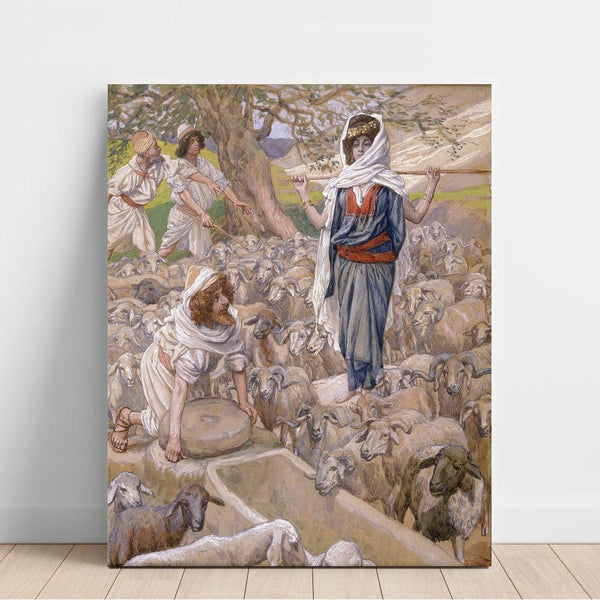 Riproduzione del dipinto Jacob e Rachele al pozzo - James Tissot