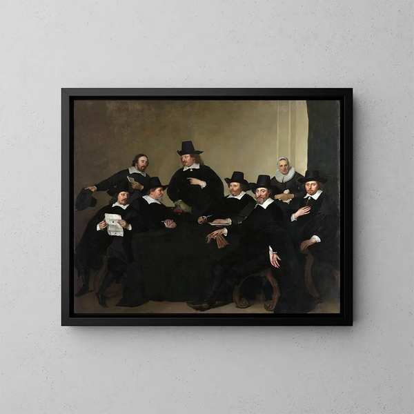 I reggenti dell'istituto Nieuwe Zijds per l'assistenza esterna dei poveri, Amsterdam, circa 1650 - Jacob Adriaensz Backer — quadro incorniciato alla parete