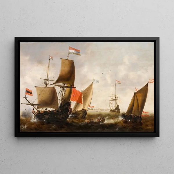 Jacob Adriaensz Bellevois - Dutch shipping in choppy seas off the coast of Amsterdam.webp