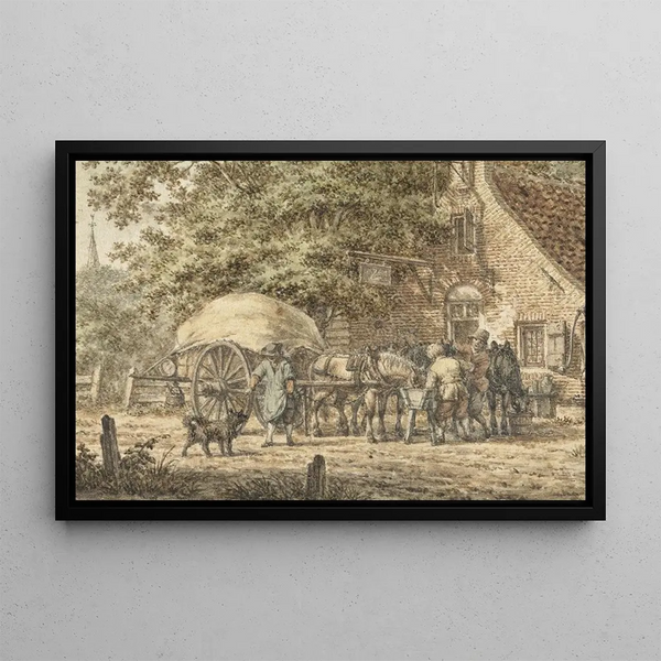 Sosta davanti a una locanda in estate - Jacob Cats — quadro incorniciato alla parete