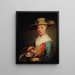 Una giovane donna con un cappello di paglia che tiene una gallina e un paniere di uova - Jacob Gerritsz. Cuyp — quadro incorniciato alla parete
