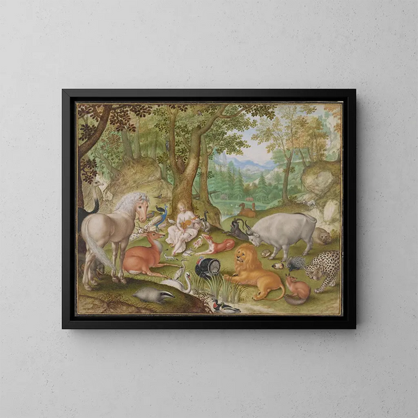 Orphée che incanta gli animali - Jacob Hoefnagel — quadro incorniciato alla parete