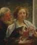 Un uomo barbuto e una donna con un pappagallo, un amore non corrisposto - Jacob Jordaens — vista dell’opera