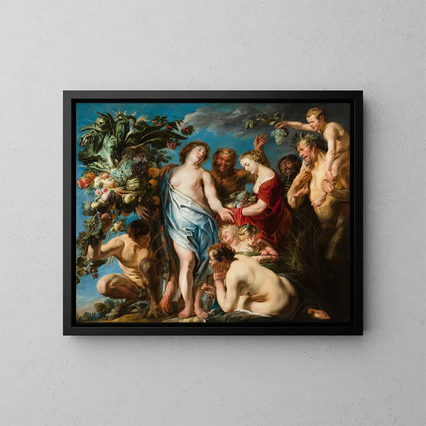 Un'allegoria della fertilità - Jacob Jordaens — quadro incorniciato alla parete
