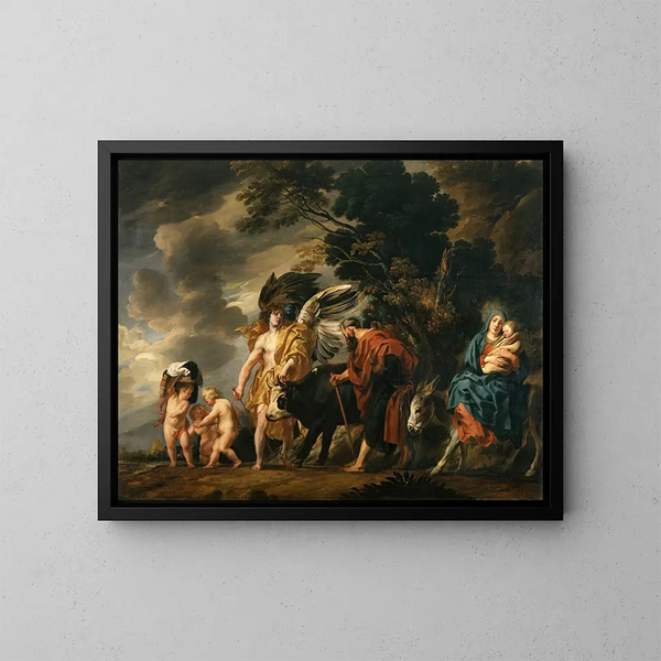 Fuga della Sacra Famiglia in Egitto - Jacob Jordaens — quadro incorniciato alla parete