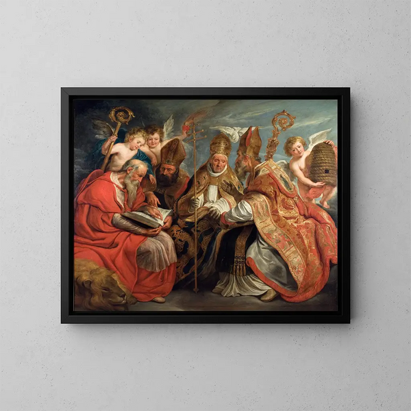 I Quattro Padri della Chiesa latina - Jacob Jordaens — quadro incorniciato alla parete