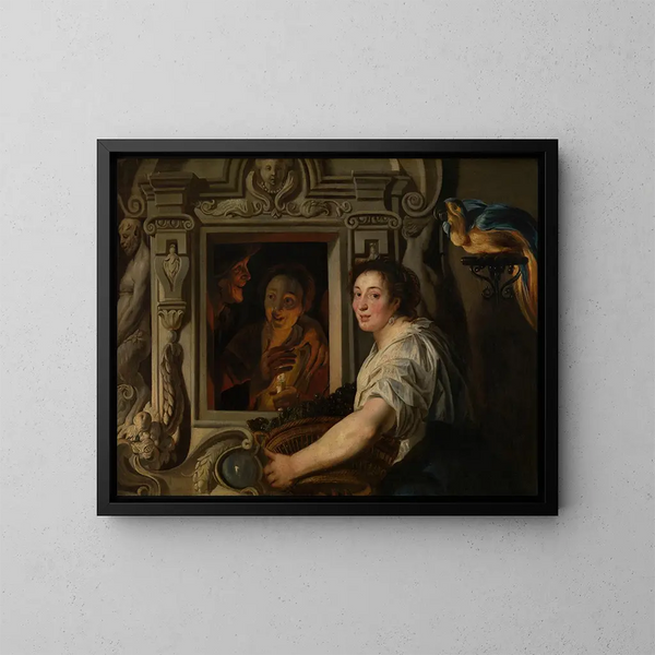 Il venditore di frutta - Jacob Jordaens — quadro incorniciato alla parete