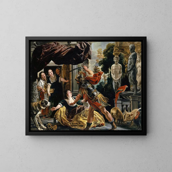 Ulysse minacciando Circe - Jacob Jordaens — quadro incorniciato alla parete
