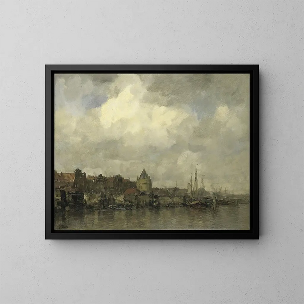 La torre dell'angoscia all'esterno di Amsterdam - Jacob Maris — quadro incorniciato alla parete