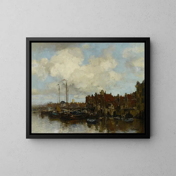 Sul fiume Amstel - Jacob Maris — quadro incorniciato alla parete