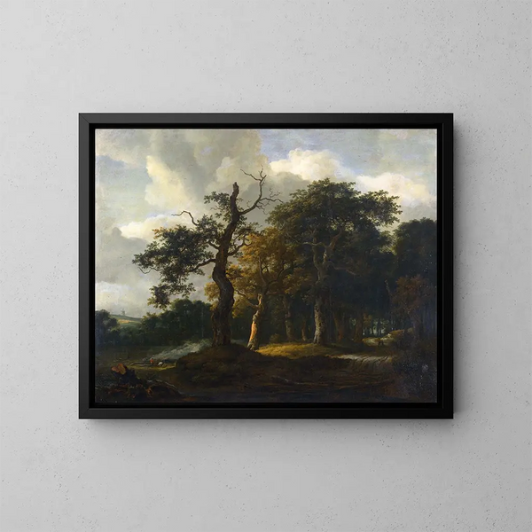 Un chemin à travers un chêne - Jacob Salomonsz van Ruysdael — quadro incorniciato alla parete