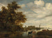 Paesaggio fluviale con pescatori e bestiame, la chiesa Grote Kerk di Alkmaar in lontananza - Jacob Salomonsz van Ruysdael — vista dell’opera