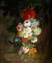 Una ghirlanda di fiori appesa a un ramo - Jacob Xavery — vista dell’opera