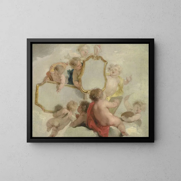 Putti con specchi - Jacob de Wit — quadro incorniciato alla parete