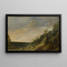 Paesaggio montano con vista su un fiume e sul mare - Jacob van Geel — quadro incorniciato alla parete