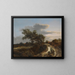 Un paesaggio di dune con un contadino su un sentiero sabbioso e una vista lontana di Haarlem - Jacob van Ruisdael — quadro incorniciato alla parete