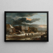 Paesaggio invernale con un villaggio e un canale ghiacciato - Jacob van Ruisdael — quadro incorniciato alla parete